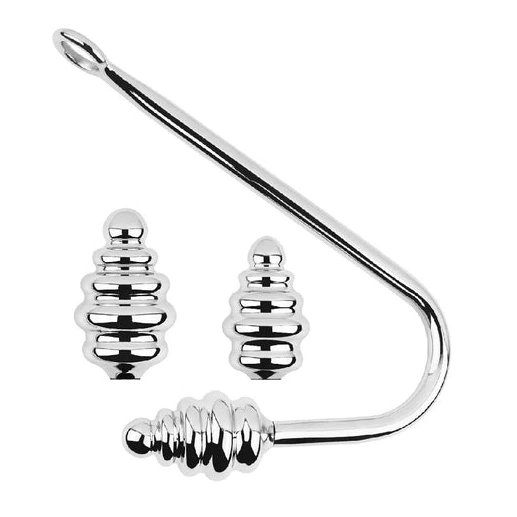 8826 GreatBenefit Screw-in Ribbed Anal Hook Set 0725